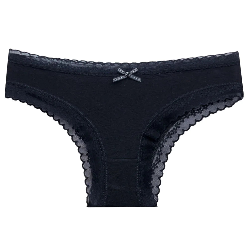5PCS Set Women's Cotton Lace Low Waist Panties Sexy Underwear Briefs M-XL