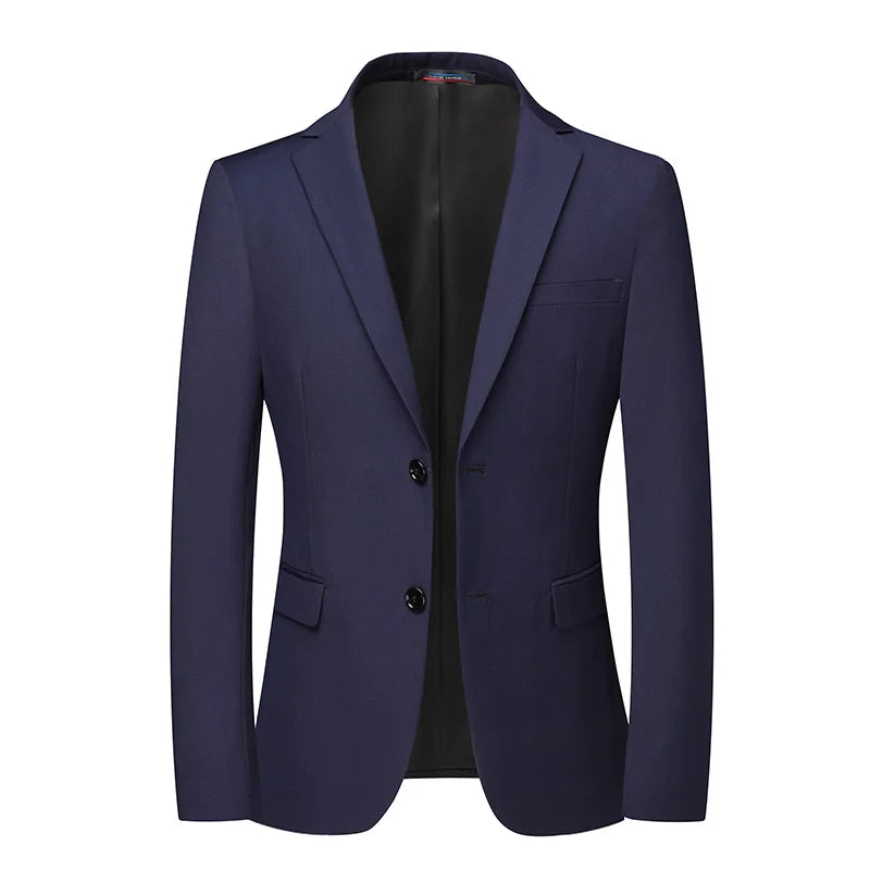 Men's Solid Color Business Blazer – British Style Professional Groom & Wedding Jacket