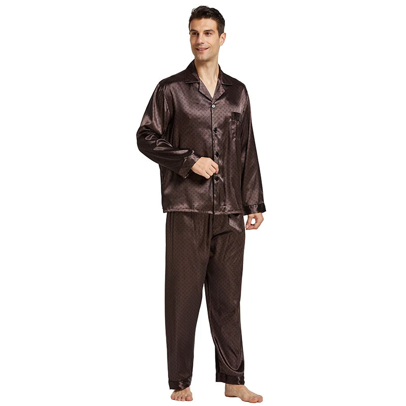 Tony & Candice Men's Satin Silk Pajama Set | Sexy Modern Soft & Cozy Sleepwear | Summer Nightwear for Men