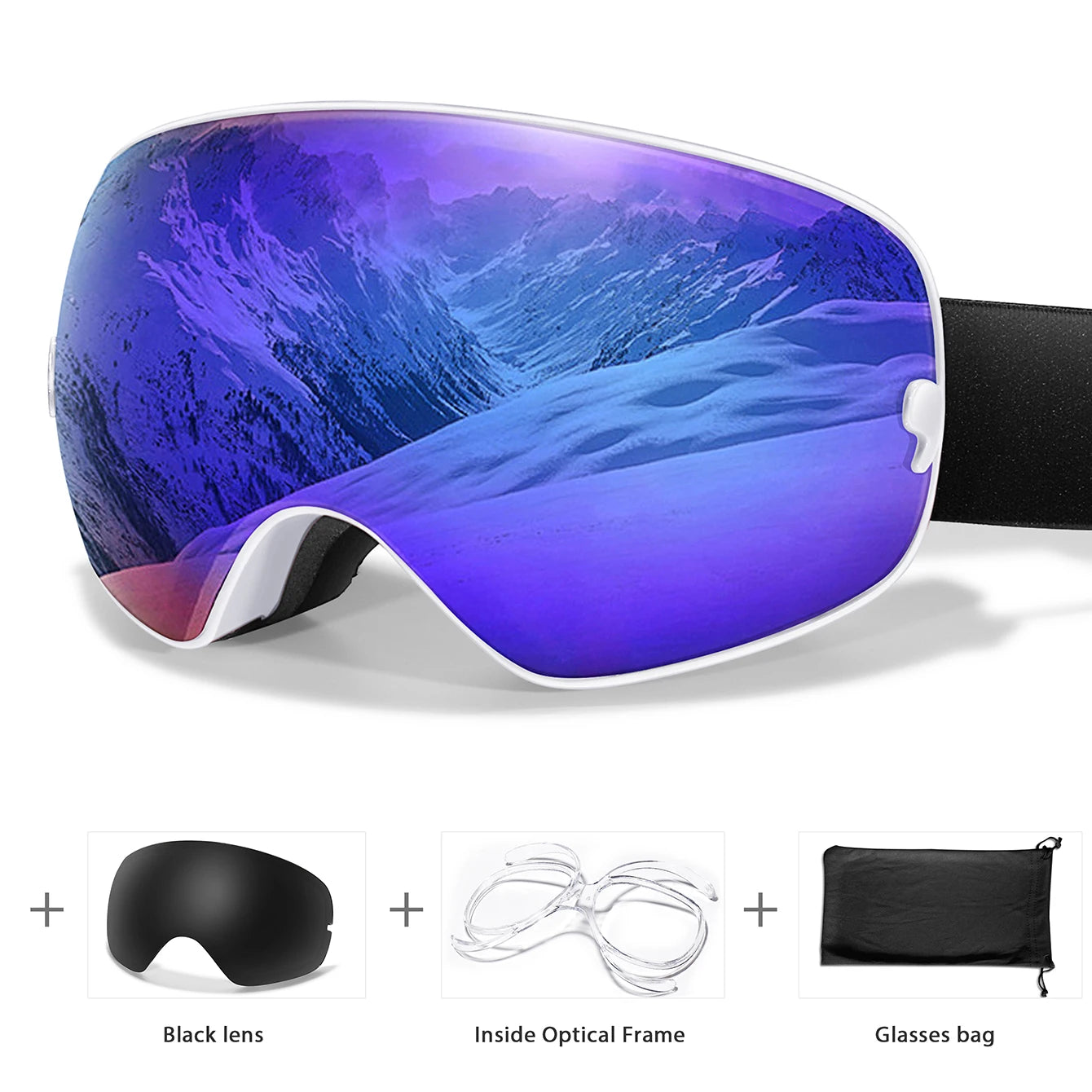 Men & Women Ski Goggles – Anti-Fog Snowboarding/Snowmobile Glasses with UV400 Changeable Lens, Outdoor Sports & Cycling