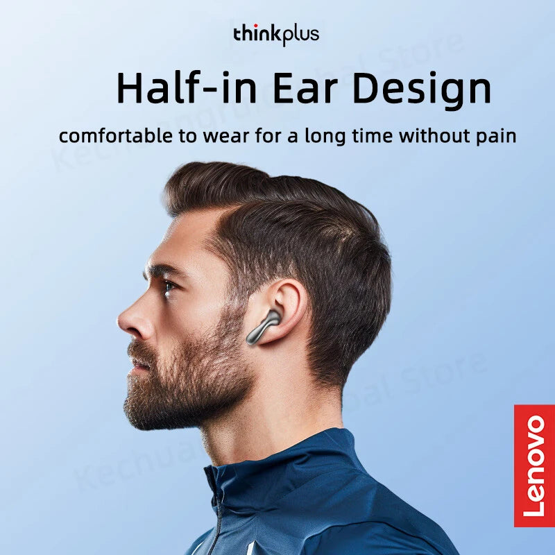 2025 Lenovo LP48 TWS Earphones | Bluetooth 5.4 Wireless Half In-Ear Headset with Noise Reduction for iPhone & Huawei