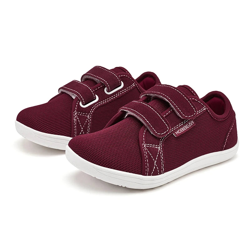 HOBIBEAR Kids Barefoot Shoes | Wide Toe Mesh Minimalist Sneakers with Hook & Loop Closure