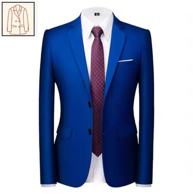 2025 Men's Business Casual Suit – Solid Color Formal Wedding & Prom Tuxedo Set