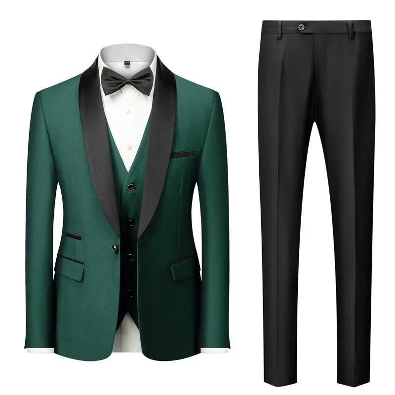 Men's M-6XL Formal 3-Piece Suit – Jacket, Vest & Pants for Business, Wedding & Parties