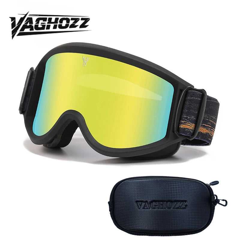 VAGHOZZ Double-Layer Ski & Motorcycle Goggles – Anti-Fog, Anti-UV Unisex Windproof Goggles with Box