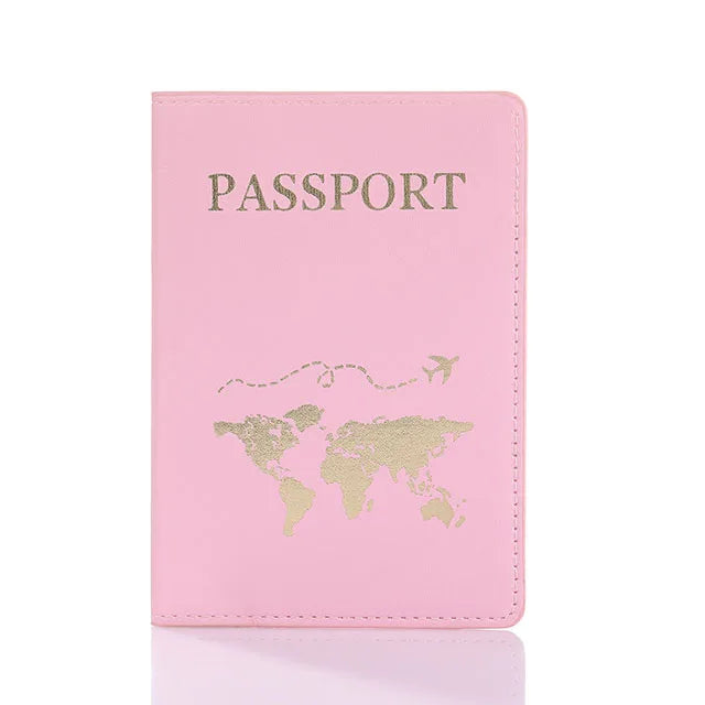 World Map Passport Cover – Hot Stamping Travel Case for Men & Women