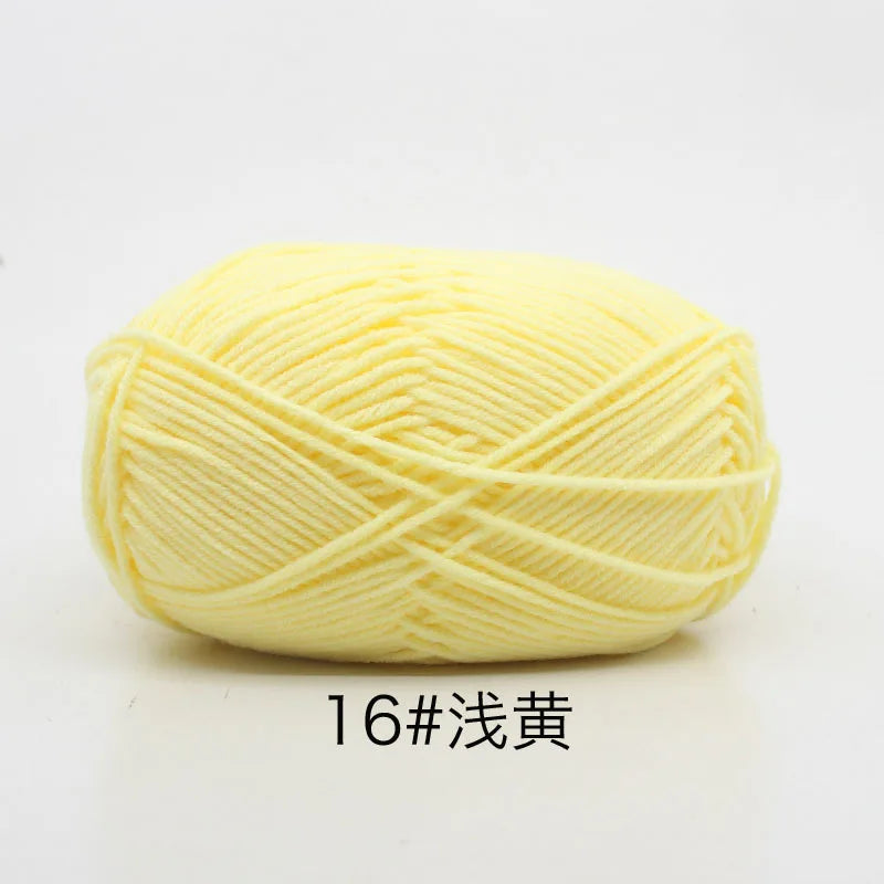 40–50g 4-Ply Milk Cotton Yarn (80%) – Dyed Knitting & Crochet Yarn for Sweaters, Hats, Dolls & Crafts