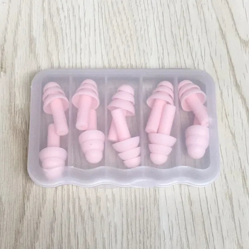 سدادات أذن ناعمة من السيليكون • مقاومة للماء • للبالغين والأطفال • للسباحة والغوص • 5 أزواج في كل علبة