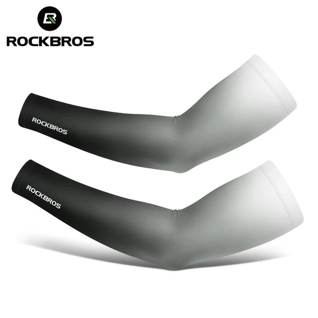 ROCKBROS Armmanschette – Atmungsaktive, schnelltrocknende Armmanschette mit UV-Schutz für Radfahren und Sport – Sonnenschutz-Fitnessbekleidung aus Eisgewebe