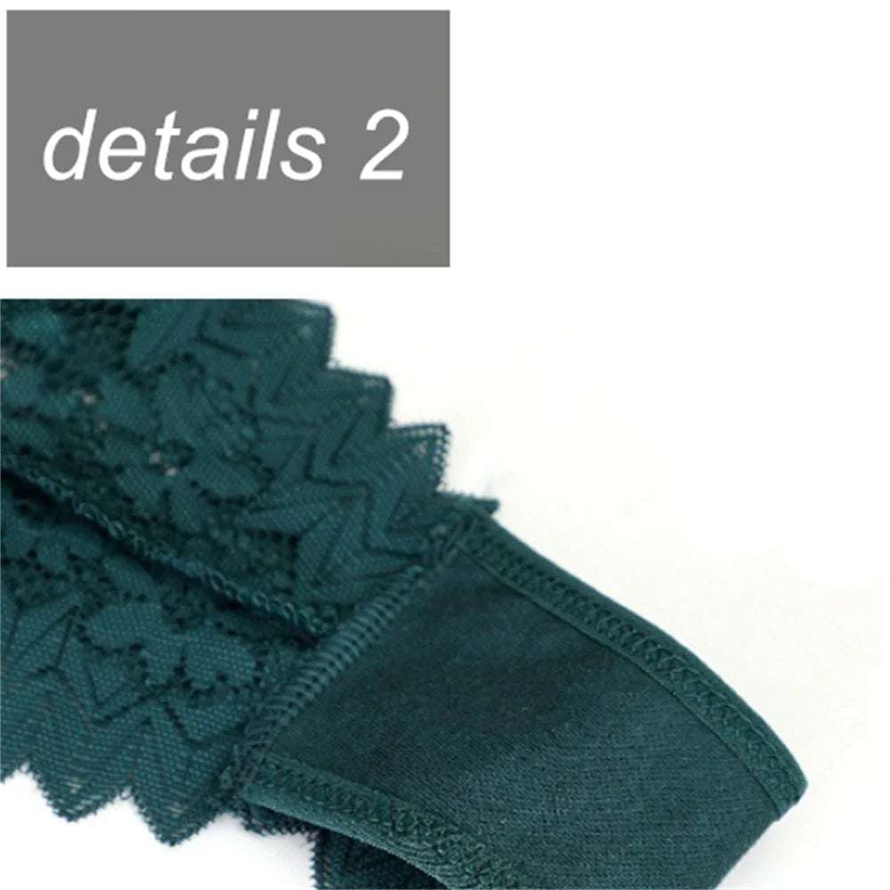 3PC Sexy T-Back Thong Panties for Women – Mid Waist Lace Transparent V-Shape Underwear