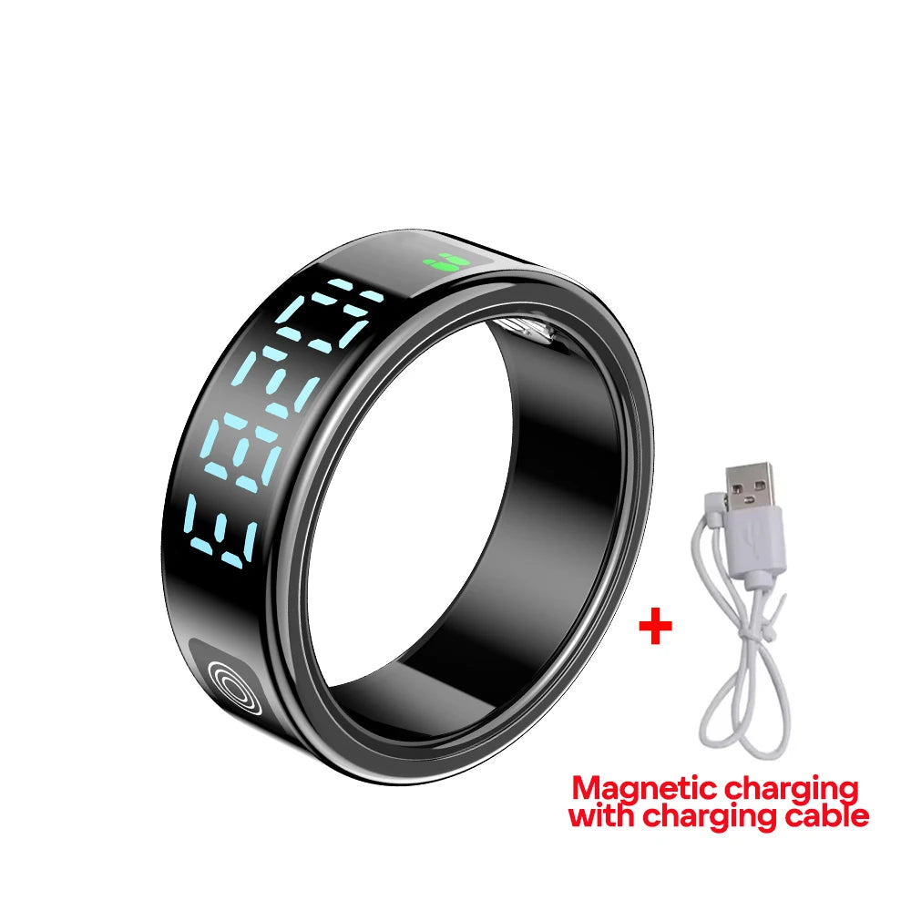 2025 SR08 Smart Ring – LED Display, Heart Rate & Blood Oxygen Monitor, 5ATM Waterproof, Multi-Sport Modes for Men & Women