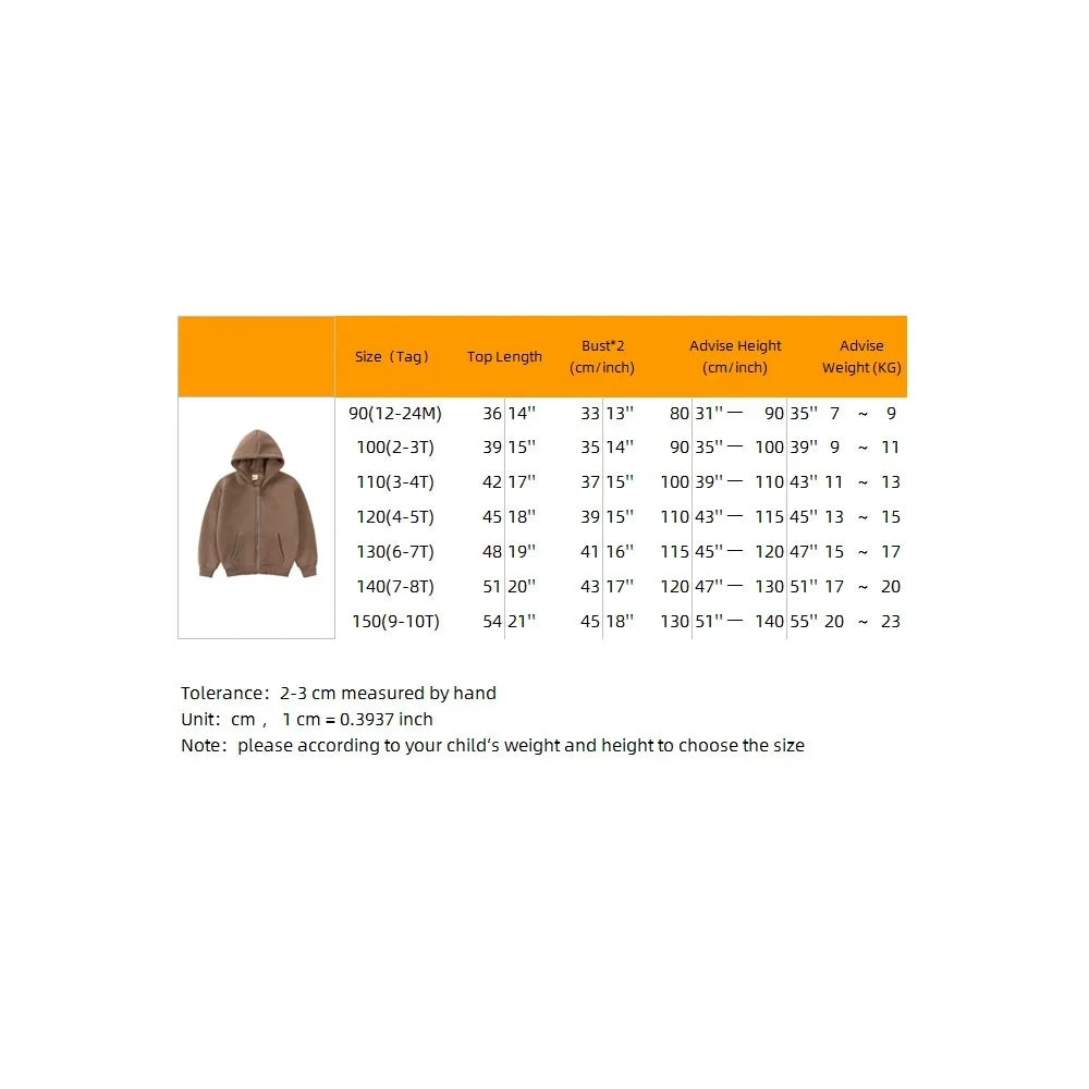 سويت شيرت بغطاء رأس للأطفال لشتاء وخريف 2025 - جاكيت من الصوف الصلب بسحاب للبنات والأولاد، ملابس خارجية دافئة للأعمار من 1 إلى 10 سنوات