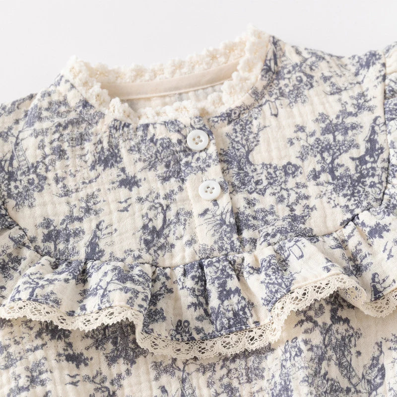 Baby Girl Romper Set Long Sleeve Cotton Korean Style Outfit with Hat 0-24M