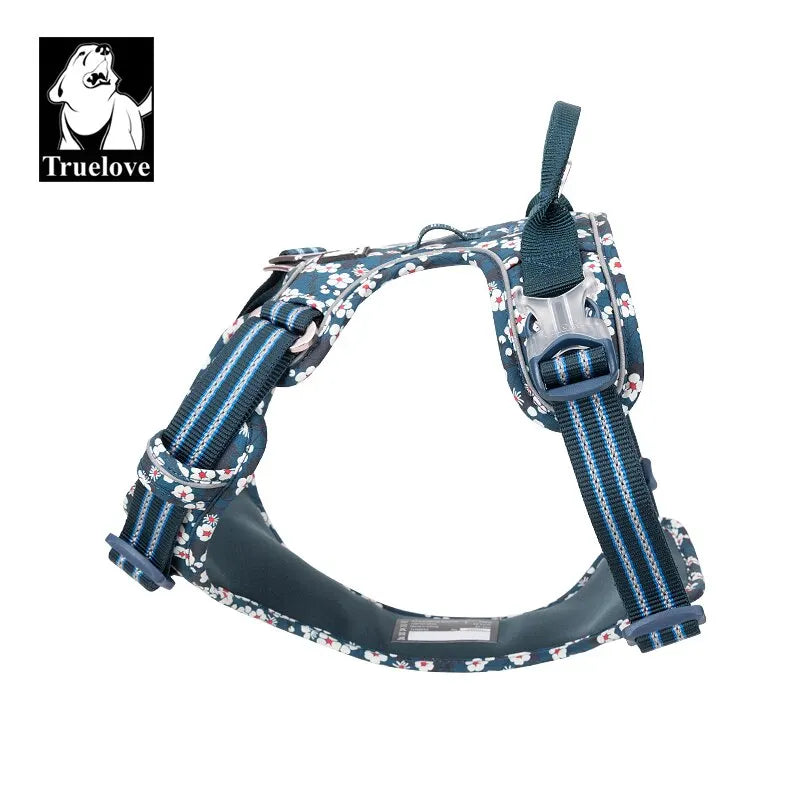 حزام قابل للتعديل للكلاب من TruelovePet - سترة قطنية مزخرفة بأزهار مع مشبك من سبائك الألومنيوم للكلاب الصغيرة والمتوسطة والكبيرة