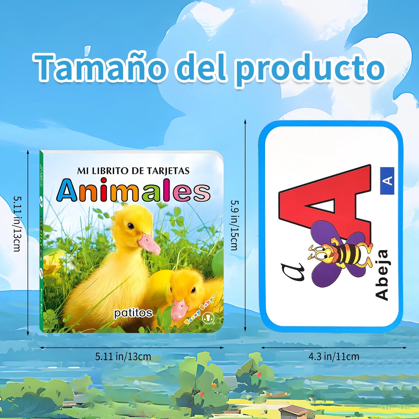 Spanish Kids Cognitive 2-Piece Set – Literacy Cards & Laminated Cognitive Book for Preschoolers Ages 3–6