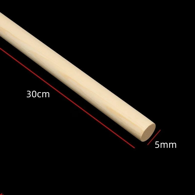 50Pcs Round Wooden Sticks – Durable DIY Dowels for Crafts, Cake Making, Ice Lollies & Model Building