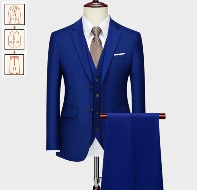 2025 Men's Business Casual Suit – Solid Color Formal Wedding & Prom Tuxedo Set