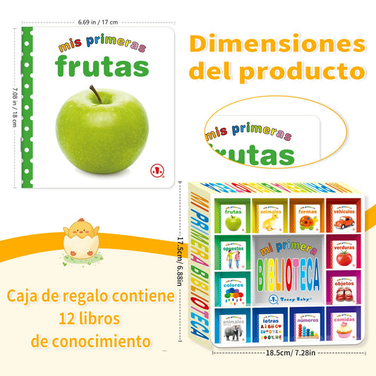 1 Set of 12 Children’s Educational Flip Books – Spanish Boxed Set for Reading, Pictures & Baby Cognition Development