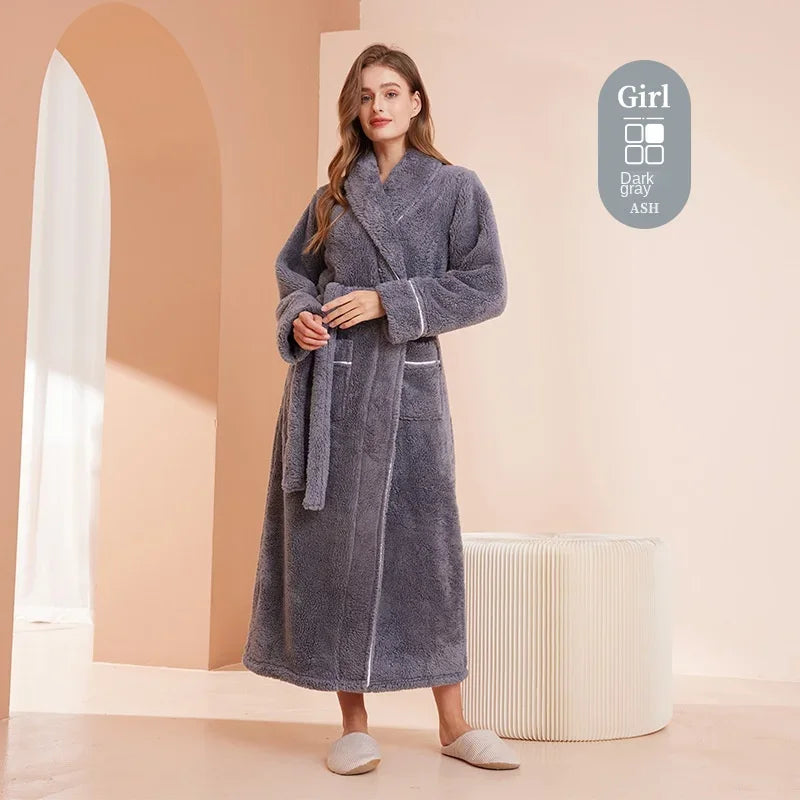 2025 Autumn & Winter Cotton Robe | Thick Comfortable Bathrobe for Men & Women | Large Size Light Luxury Couple Homewear