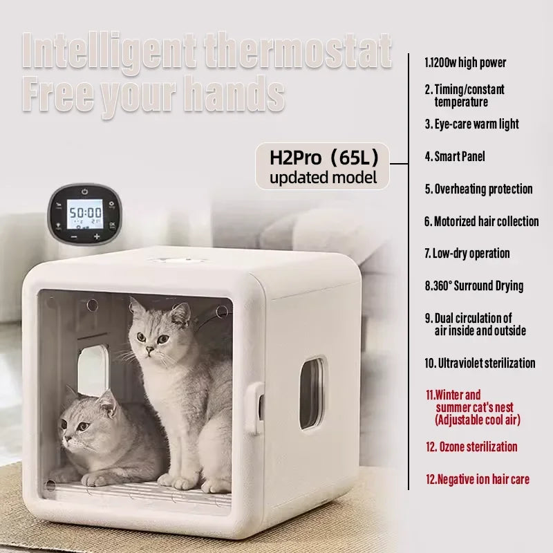 Smart Pet Drying Box – Automatic Temperature Control Dryer with Sterilization for Cats & Dogs