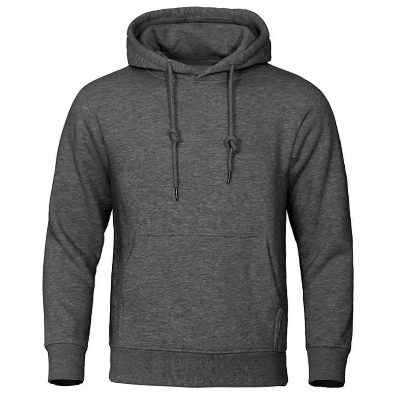 Men’s Fleece Sweatshirt – Autumn Winter Warm Pullover Hoodie, Casual Solid Color Streetwear for Sport & School