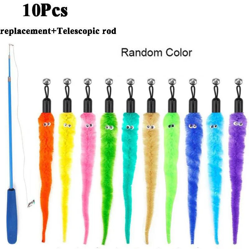 Plush Cat Worm Toy Refill Set – Replacement Heads for Teaser Wands (5/6/10/11 Pcs)