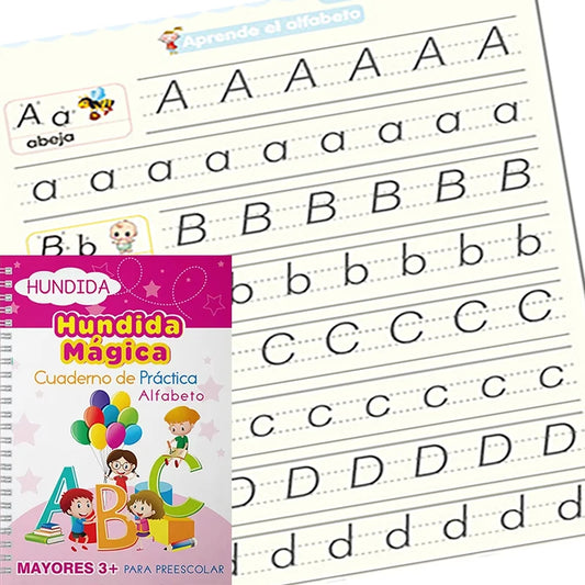 Spanish Magic Copybook – Reusable Montessori Writing Practice Book for Kids Learning Numbers & Alphabet