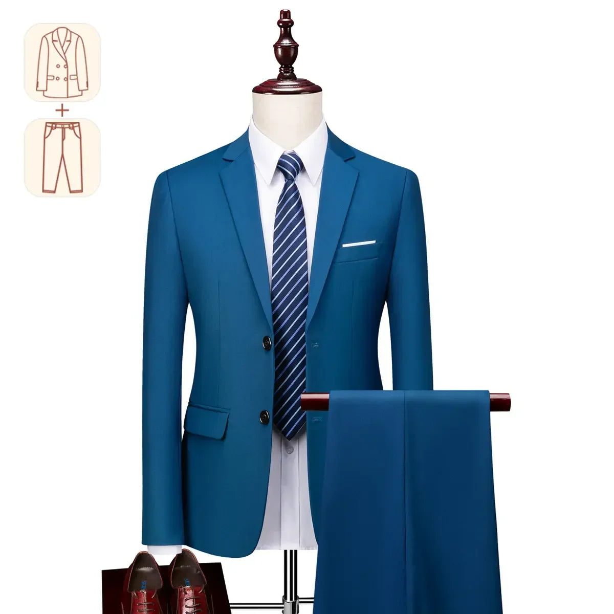 2025 Men's Business Casual Suit – Solid Color Formal Wedding & Prom Tuxedo Set