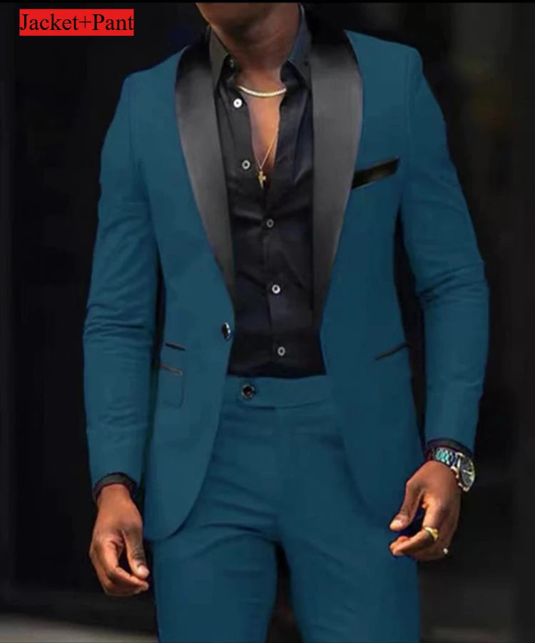 Men's Formal Slim Fit Tuxedo Suit – Luxury Groom & Prom Wedding Outfit