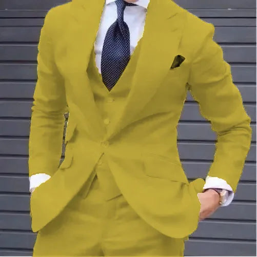 Men’s Black Three-Piece Suit – Slim Fit Business, Wedding & Formal Tuxedo