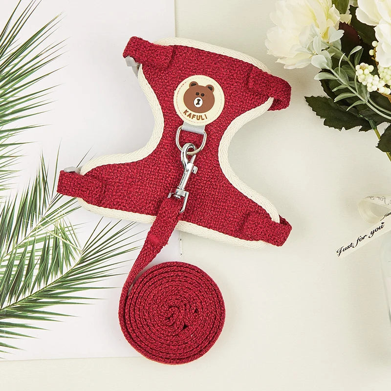 طقم حزام ومقود أرنب لطيف - سترة أرنب قابلة للتعديل للمشي في الهواء الطلق