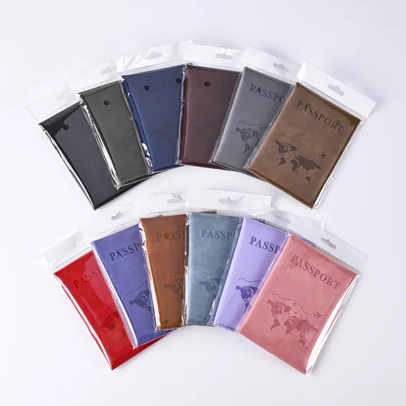 Colorful PU Passport Holder – Travel Wallet for Tickets & Credit Cards