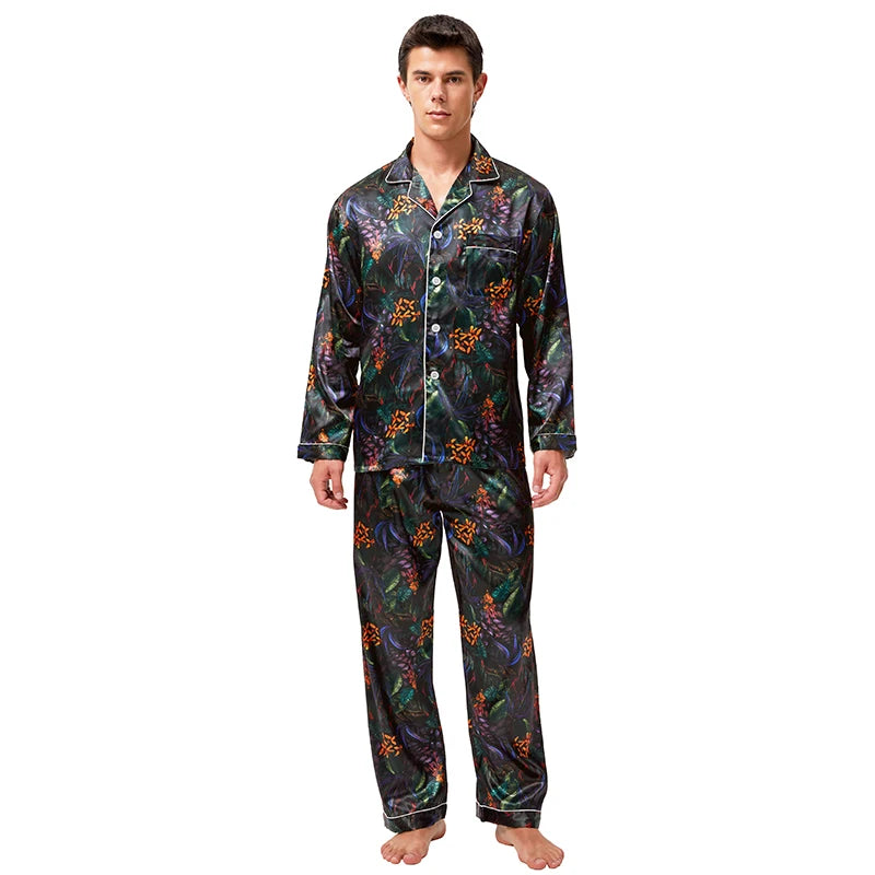 Tony & Candice Men's Satin Silk Pajama Set | Sexy Modern Soft & Cozy Sleepwear | Summer Nightwear for Men
