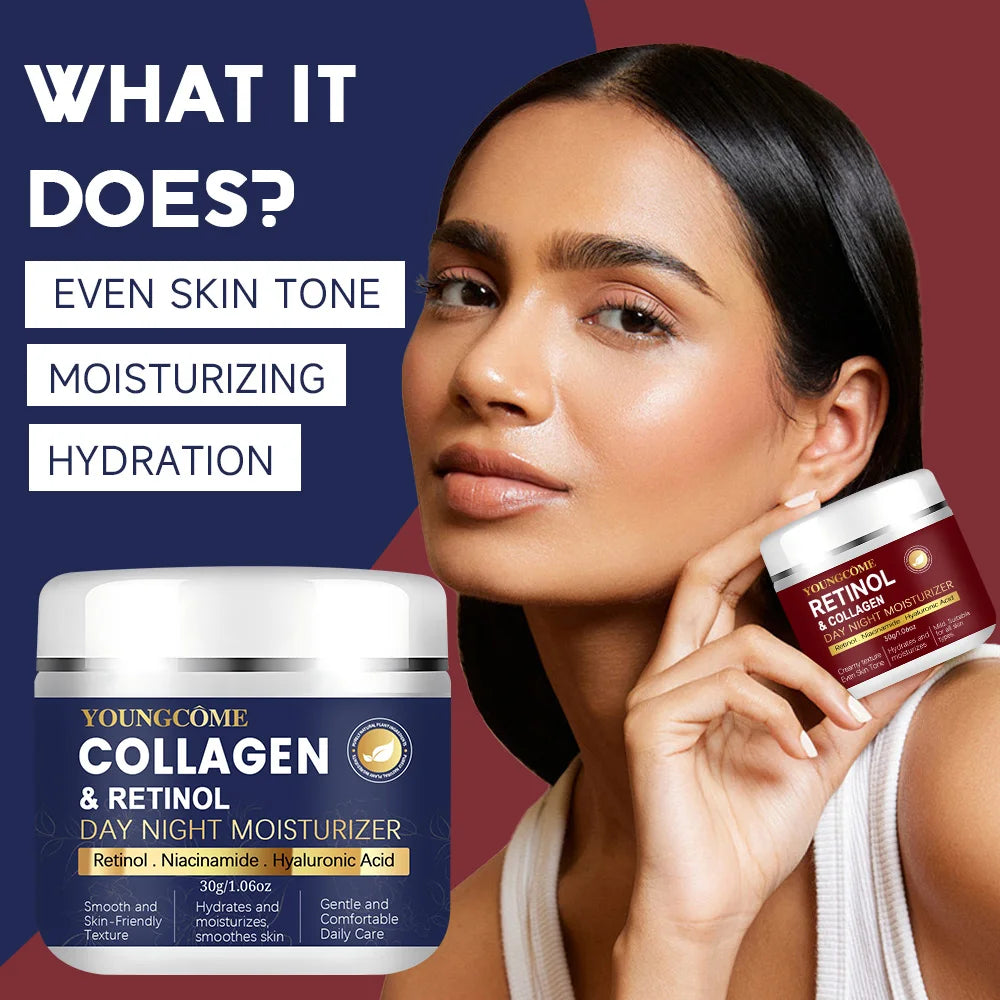 كريم ريتينول كولاجين للوجه - مضاد للشيخوخة، ينعم التجاعيد، يرطب بعمق، ويبيض البشرة، مقشر للعناية بالبشرة