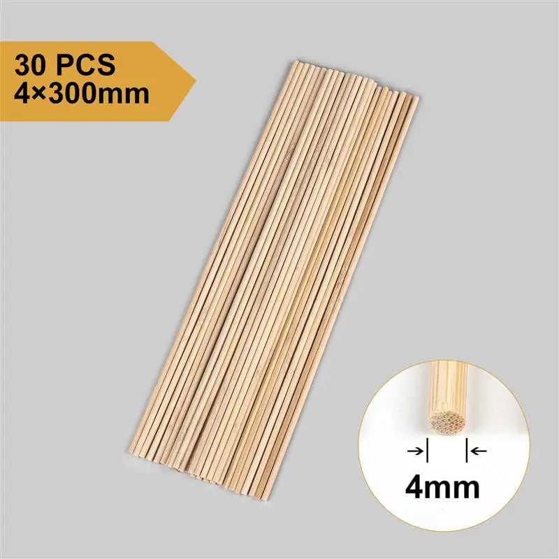 3–8mm Round Natural Wooden Bamboo Sticks – DIY Craft Material for Handmade Projects & Woodworking Supplies