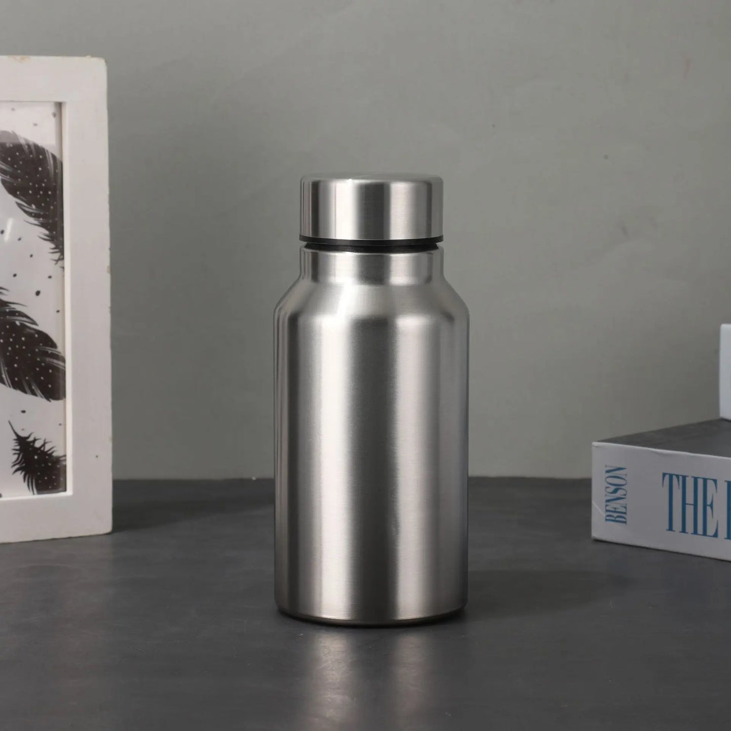 زجاجة مياه رياضية من الفولاذ المقاوم للصدأ سعة 1000 مل - قارورة معدنية متينة أحادية الطبقة للتخييم وصالة الألعاب الرياضية