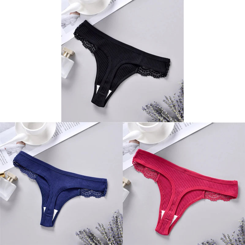 3PCS Women's Cotton Antibacterial Panties – Solid Color G-String, Quick Drying, Soft & Breathable Underwear