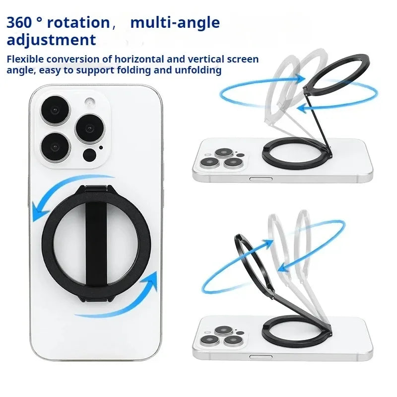 Strong Magnetic Phone Holder for MagSafe – Double-Sided Folding Ring Stand, Portable Magnet Bracket for iPhone 14/15 and Xiaomi