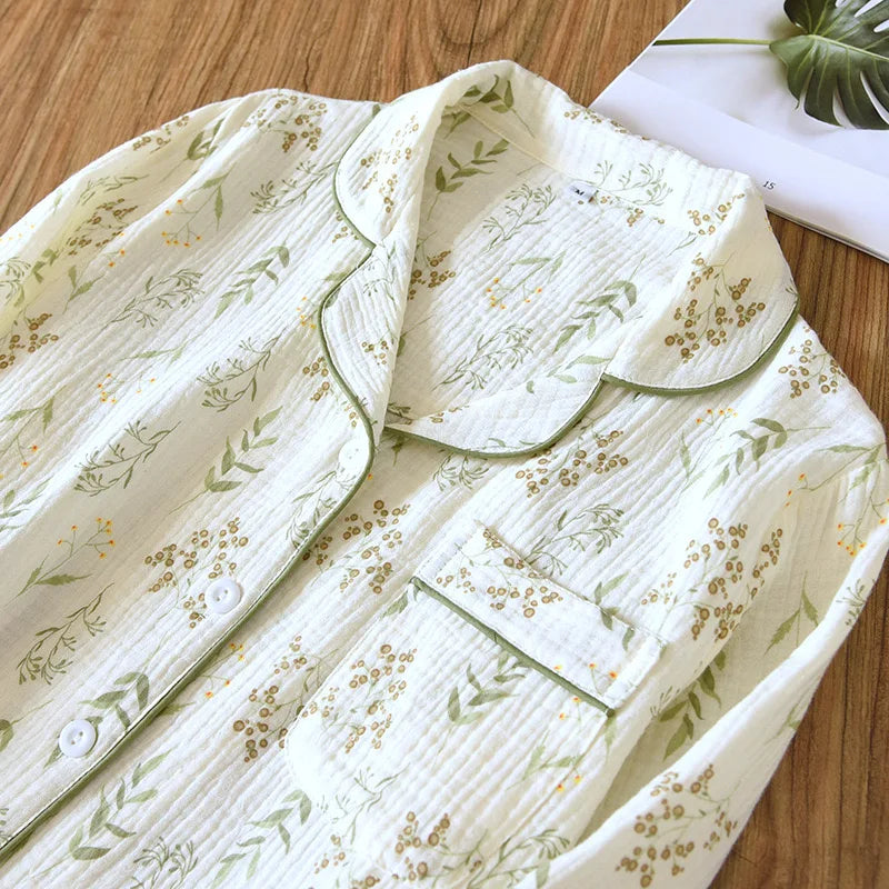 2025 Winter Women's Pajama Set | 100% Cotton Plus Size Floral Print Sleepwear | Comfortable Autumn Home Loungewear