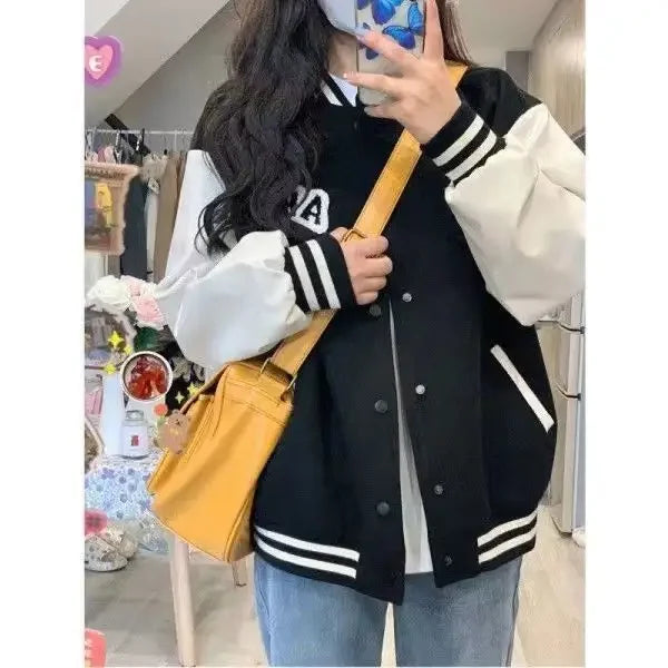 American Style Women's Spring Autumn Casual Loose Versatile BF Baseball Jacket