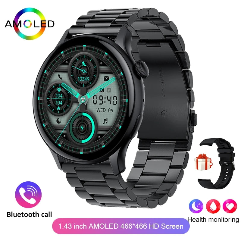 2024 True AMOLED Smart Watch – HD 466×466 Display, Always-On, Health Tracker, Voice Calling