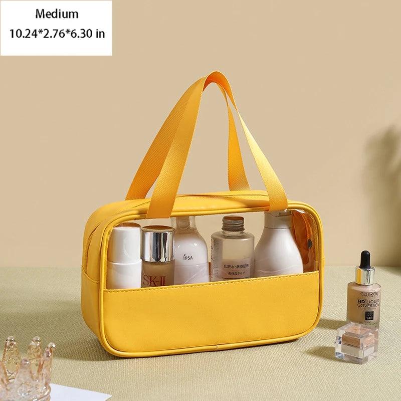 Portable Toiletry Bags with Handle | Translucent Waterproof Travel Makeup Bag for Women | Large Capacity Cosmetic Bag