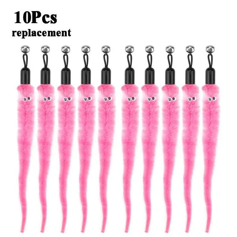 Plush Cat Worm Toy Refill Set – Replacement Heads for Teaser Wands (5/6/10/11 Pcs)