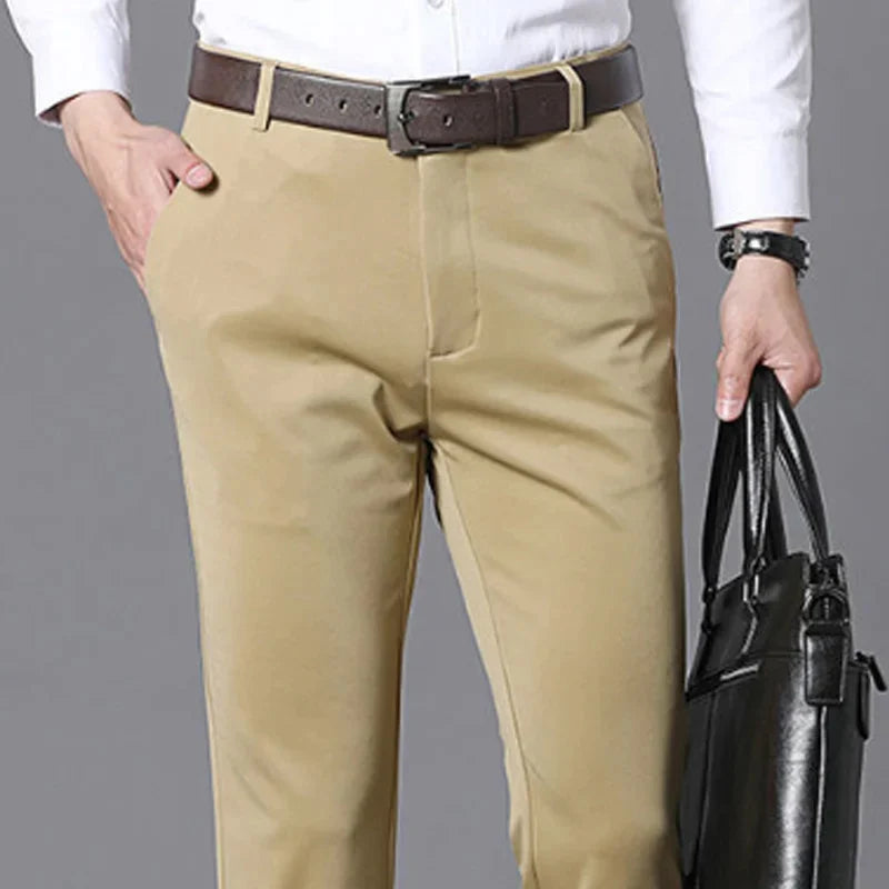 Men's Summer Business Casual Suit Pants – Elastic Straight Formal Pants Plus Size 28-42