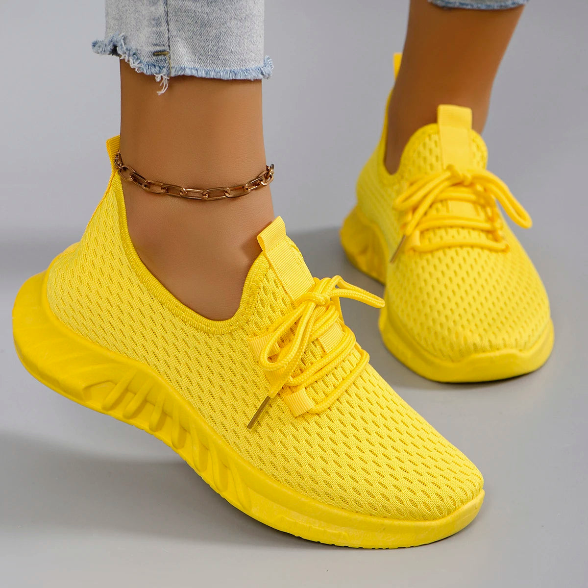 Women’s Summer Breathable Mesh Flats – Casual Sports Shoes