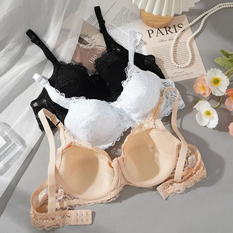 Women’s Sexy Lace Underwire Bra Thin Plus Size Gathering Steel Ring Underwear 36–42 C/D Cup