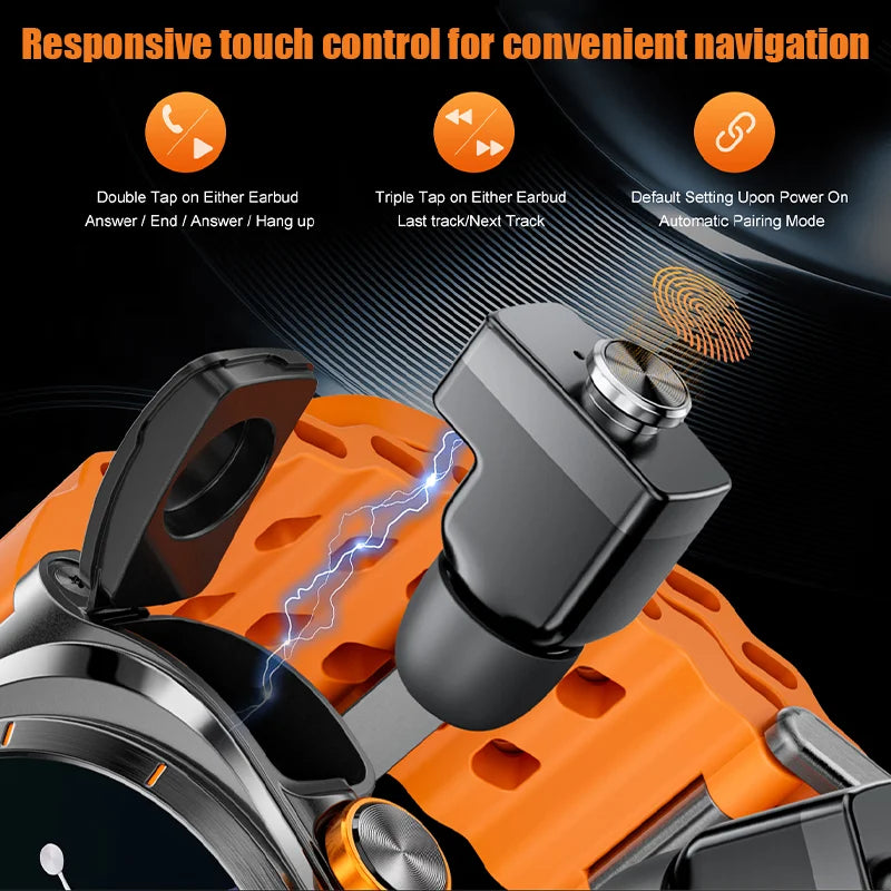 2025 2-in-1 Smart Watch with TWS Bluetooth Earphones – Dual Earbuds, Call, Health Monitor & Sports Music Tracker