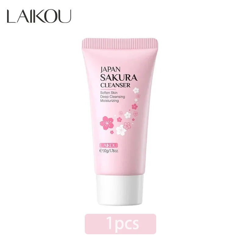LAIKOU Sakura Face Cleanser • Gentle Deep Cleaning & Oil Control • Moisturizing Pore Care for All Skin Types (50g)