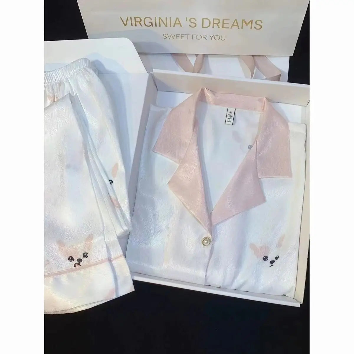 Women’s Silk Satin Pajamas Set – Two-Piece Sleepwear with Lace Trim, Sweet Home Loungewear for Spring & Autumn