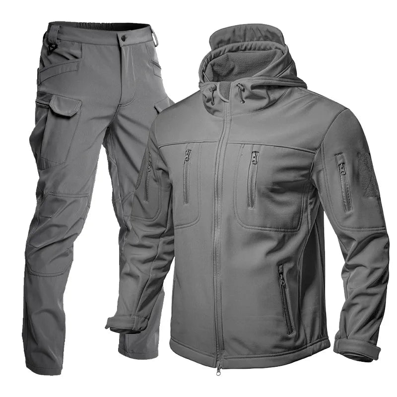CHRLCK Men's Waterproof Winter Hiking Jacket & Softshell Pants Set | Windproof Fleece Outdoor Gear
